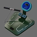 Green Sports Training Equipment with White Track Lines Blue Display and Black Handle Chain
