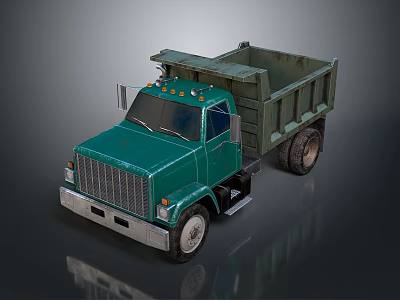 Green Dump Truck Exterior Design With Front Grille And Open Bed 3d model