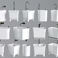 Various White Bathroom Sinks With Different Designs And Faucet Styles 3d model