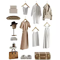 Elegant Modern Wardrobe With Glass Doors Hanging Clothes Drawers And Gold Accents