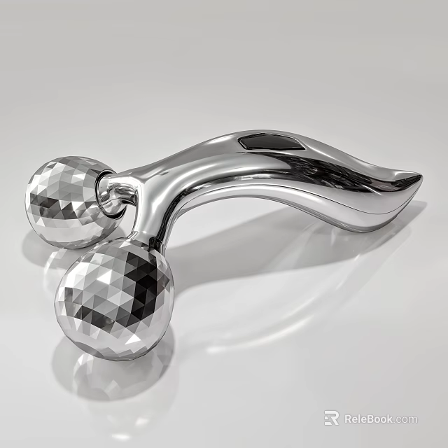 Silver Dual Sphere Roller Medical Device For Facial Massage And Beauty Therapy 3d model 