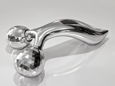 Silver Dual Sphere Roller Medical Device For Facial Massage And Beauty Therapy 3d model