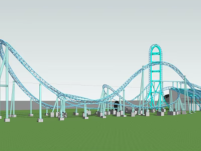 Modern roller coaster amusement facilities large roller coaster 3d model