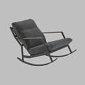 Gray Rocking Chair With Modern Design Black Frame And Wooden Armrests