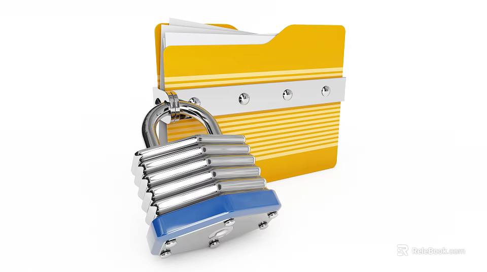 Closed Yellow Office Folder With Metallic Padlock For Secure Document Storage 3d model 