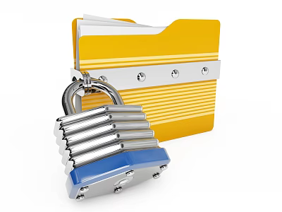 Closed Yellow Office Folder With Metallic Padlock For Secure Document Storage 3d model