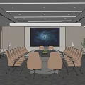 Modern Conference Room Interior With Large Display Screen Beige Chairs And Natural Light