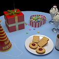 Delicious Birthday Food Spread with Ice Cream Desserts Cookies Milk and Colorful Candies