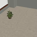 Beige Polished Floor Tiles In Modern Indoor Space With Green Plant