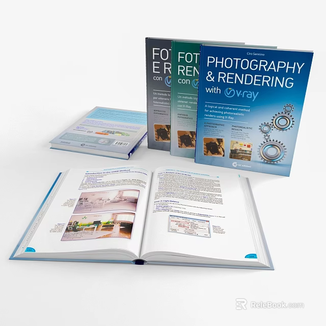 Photography And Rendering Books With V-Ray Tutorial Content And Interior Examples On Pages 3d model 