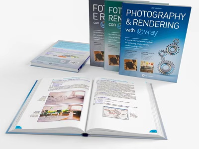 Photography And Rendering Books With V-Ray Tutorial Content And Interior Examples On Pages 3d model
