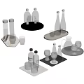 Clear Glass Drinking Cups Set With Tray And Bottles For Home Bar Use