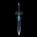 Decorative Sword Ornament Set With Blue Glowing Blade And Ornate Hilt Design