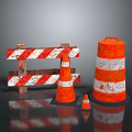 Building Construction Site Featuring Safety Barricade And Orange Traffic Cones With Red White Stripes