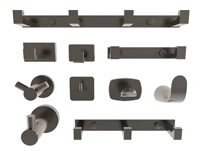 Various Types of Wall Mounted Hooks with Different Designs for Home Use 3d model