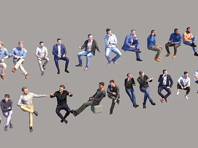 Sitting characters sitting men many people 3d model