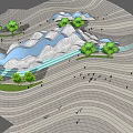 Innovative Landscape Design Featuring Rolling Terrain Curved Water Bodies And Lush Green Trees