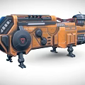 Futuristic Detailed Orange Sci-Fi Mechanical Vehicle with Thrusters Legs and 113UPZ Design
