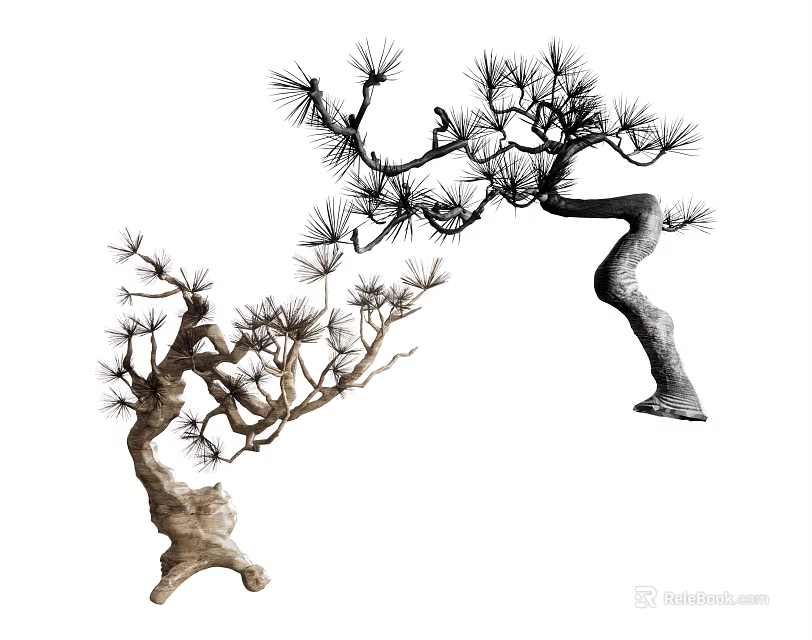 Artistic Curved Arbor With Pine Needles And Twisted Branch Design 3d model 