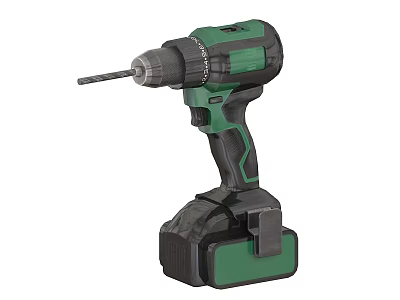 Industrial Cordless Drill Power Tool With Rechargeable Battery And Green Black Design 3d model
