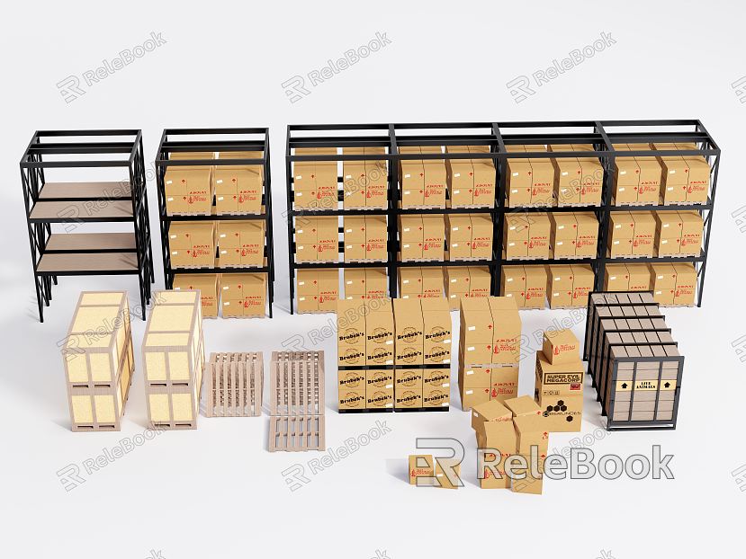 Modern shelf shelf goods rack container carton model