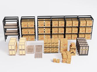 Modern shelf goods rack container carton 3d model