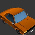 Orange Compact Car With Bright Headlights And Stylish Wheels In 3D Design