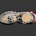 Stylish Everyday Sports Shoes With Mesh Upper Serrated Red White Sole Teal Pink Heel Detail