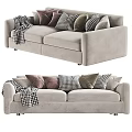 Modern double sofa fabric multi-person sofa 3d model