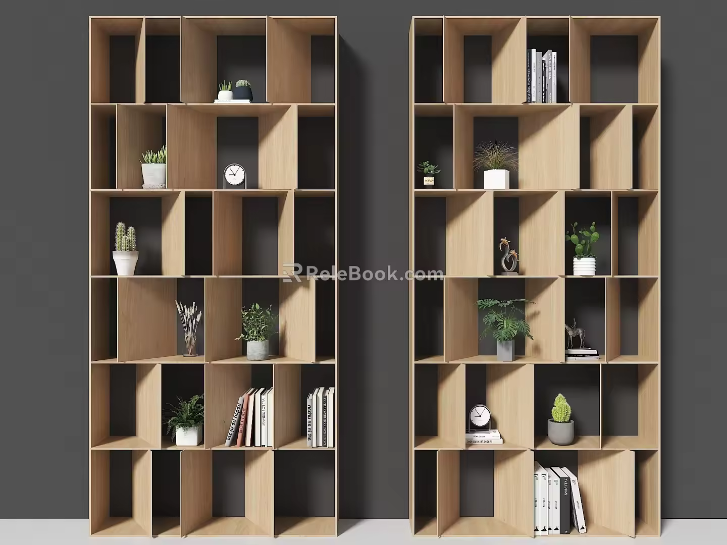 Modern Partition Bookcase Partition Storage Rack Solid Wood Bookshelf Decorative Rack Display Rack Partition Bookcase Ornaments Books 3d model