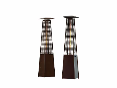 Brown Outdoor Tower Heaters With Metal Mesh And Conical Base Design 3d model