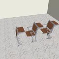 Modern Wooden Top Study Desks With Metal Frame And Matching Armchairs