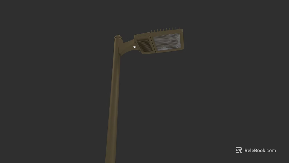 Modern Street Lamp With Metal Pole And Illuminated Head Design 3d model 