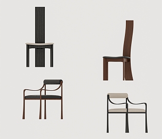 Middle Style Chair Dining Chair 3d model