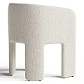 Modern Light Gray Fabric Armchair With Curved Armrest And Sleek Cylindrical Legs