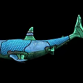 Colorful Shark With Blue And Green Patterns Artistic Design Decorative Model 3d model