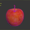 Fresh Juicy Red and Orange Apple with Brown Stem on Gray Background