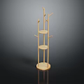 Wooden Coat Rack With Multiple Hooks And Circular Shelves For Hanging Clothes And Accessories