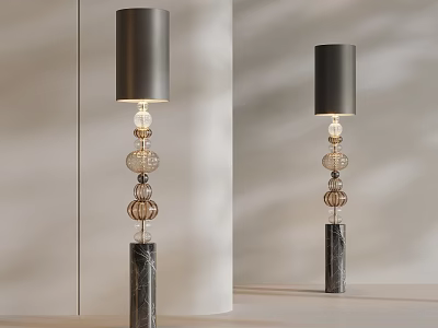 Modern Floor Lamps With Gray Cylindrical Shades Glass And Brown Spherical Accents 3d model