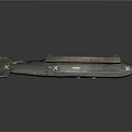 Military Submarine Weapon With Gray Body Blue Markings Detailed Surface And Support Base