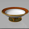 Elegant Decorative Bowl With Red Gold Patterns And Intricate Ornate Base Stand