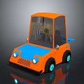 Orange And Blue Small Car With Transparent Windshield Blue Wheels And Headlights