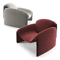 Modern Single Sofa Design With Red And Grey Upholstered Curved Armrest 3d model