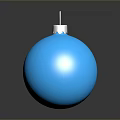 Blue Christmas Ornament with Silver Top Hook on Black Background and Shiny Reflection