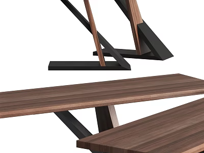 Modern Minimalist Console Table With Wooden Tabletop And Black Metal Frame 3d model