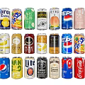 Assorted Beverage Cans Including Soft Drinks Beer Juice And Cola Varieties 3d model