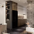 Modern Living Dining Room Interior Design With Sofa Dining Table Pendant Lights And Decorative Art