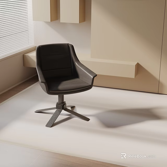 Black Modern Office Chair With Armrests And Swivel Function For Workspace Use 3d model