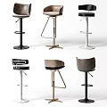Modern Bar Stools With Various Designs Upholstered Seats And Adjustable Heights 3d model