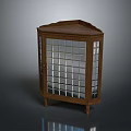 Classic Wooden Entryway Corner Cabinet With Glass Door And Grid Storage Design